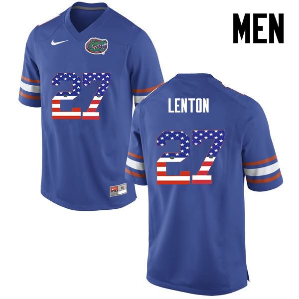 Men's NCAA Florida Gators Quincy Lenton #27 Stitched Authentic USA Flag Fashion Nike Blue College Football Jersey CEC0165VJ